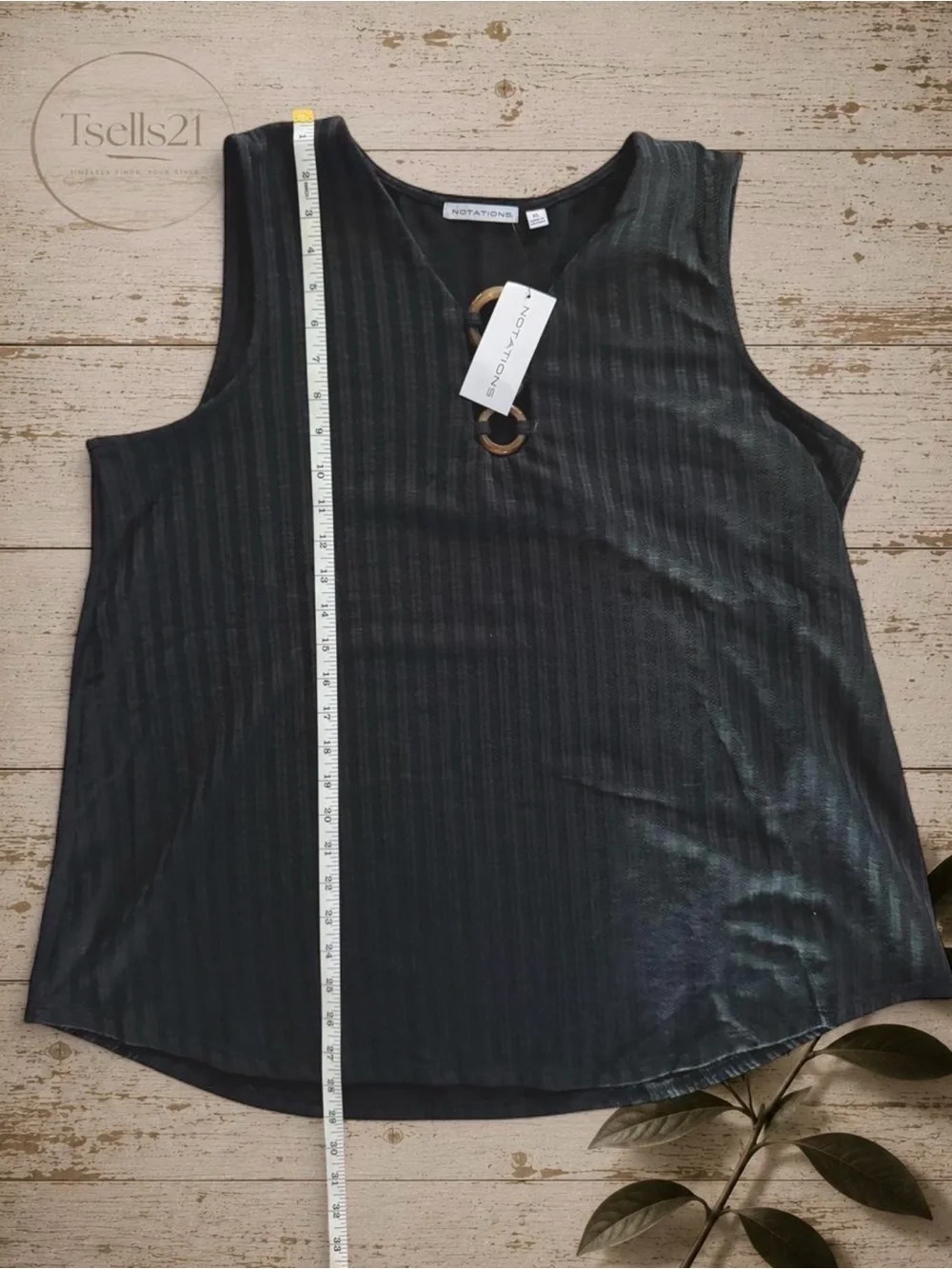 NWT Notations Ribbed Sleeveless Ring Front Top - Size XL